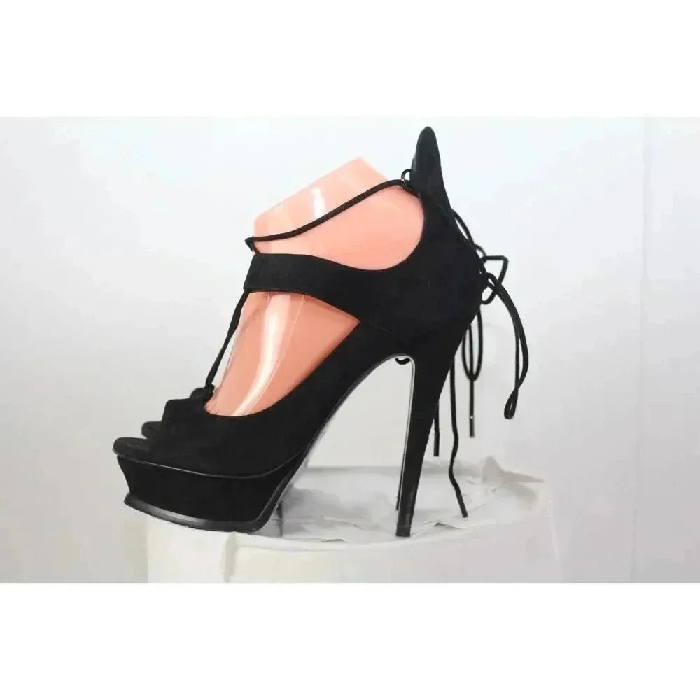 ladies SAINT LAURENT PARIS Black Heels size 38.5